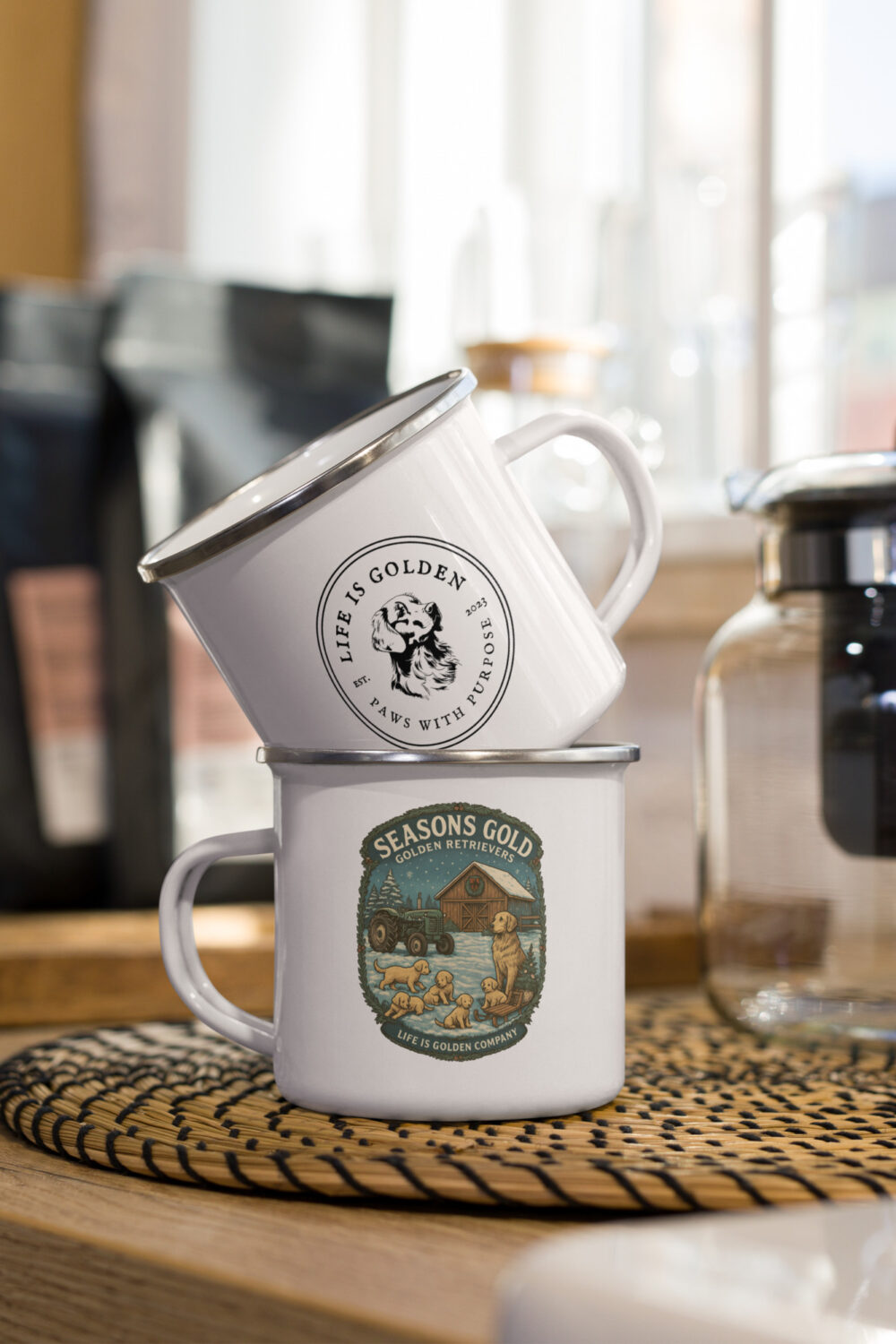 Seasons Gold Winter Enamel Mug