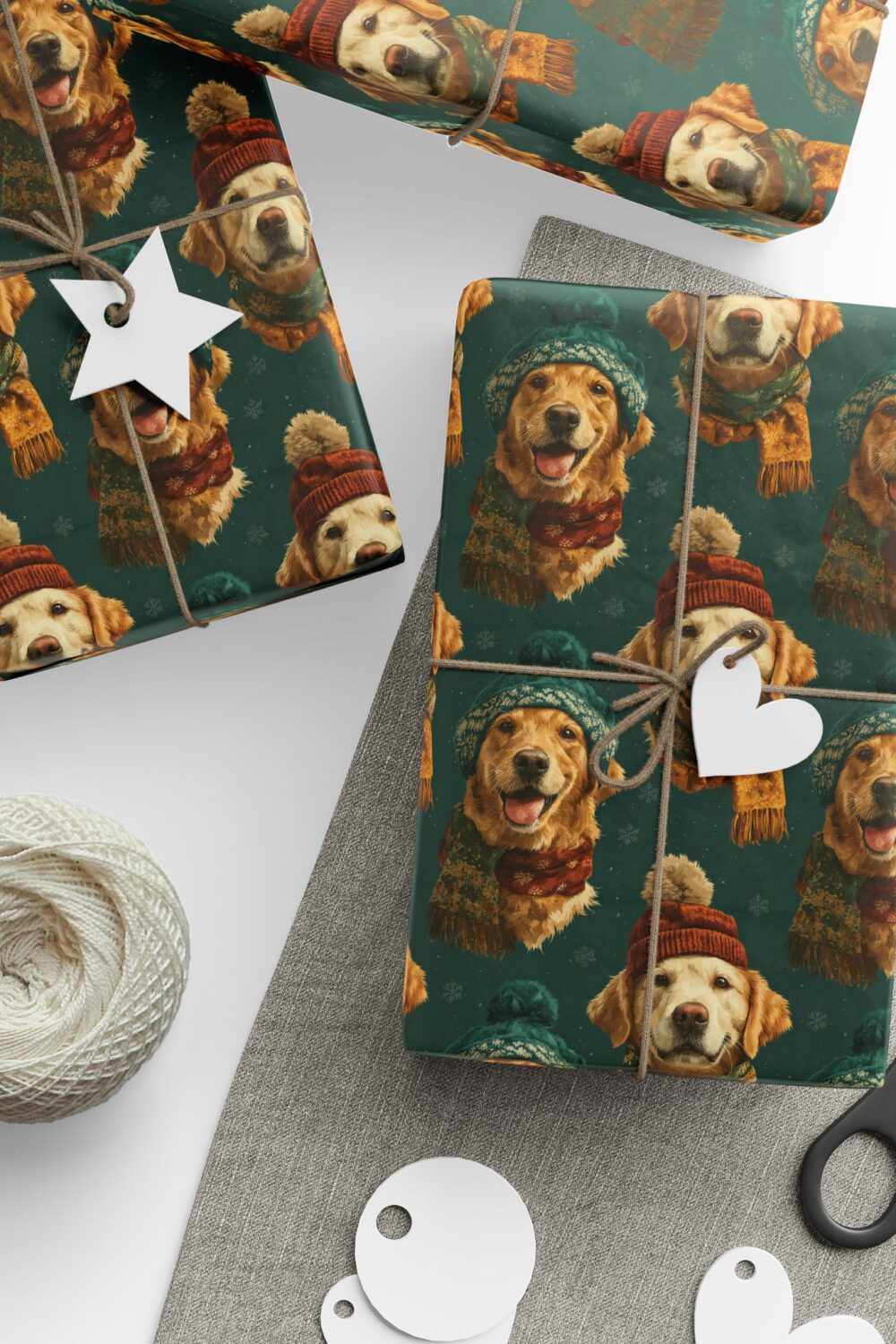 Golden Beanie Holiday Gift Wrap Paper