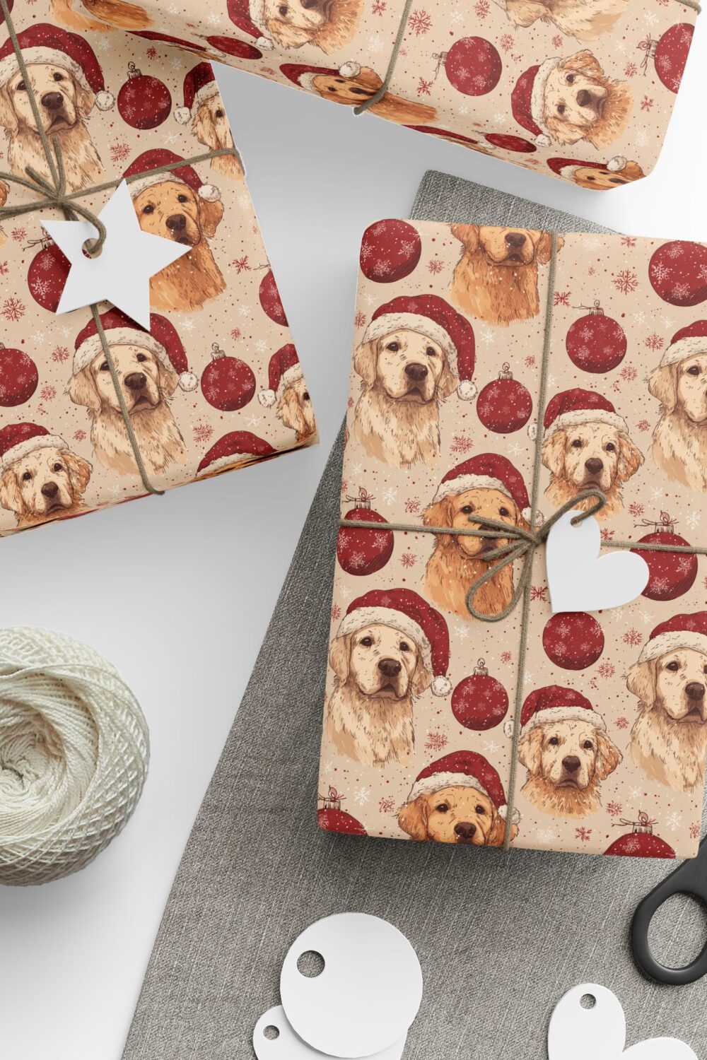 Paws and Baubles Holiday Gift Wrap Paper