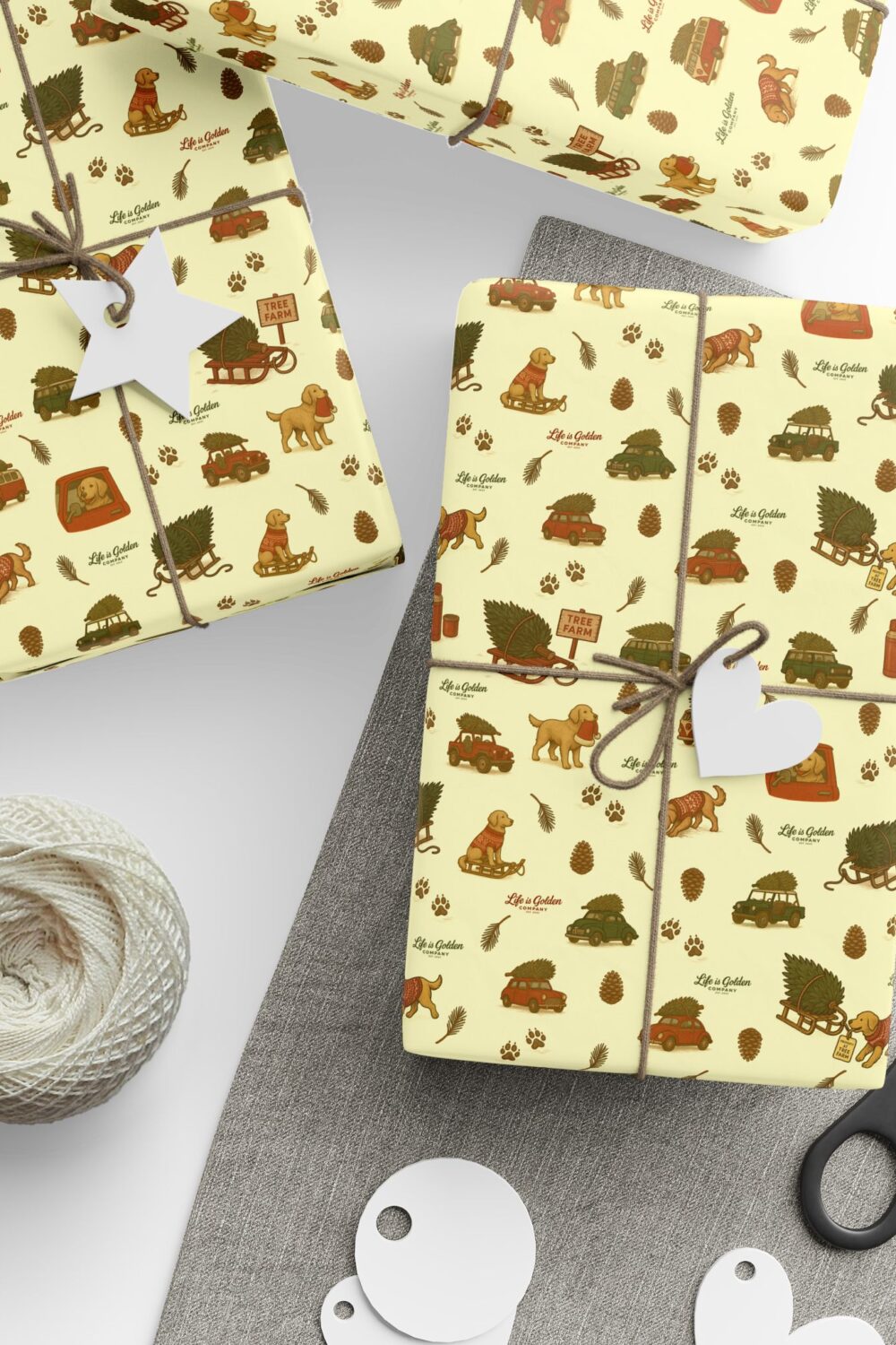 Holiday Shopping Companion Gift Wrap - Golden Retriever Edition