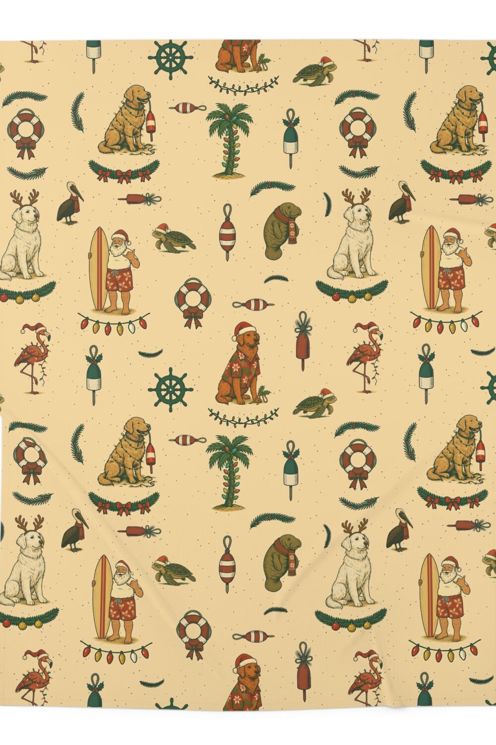 Florida Coastal Holidays Baby Swaddle Blanket  - Golden Retriever Edition
