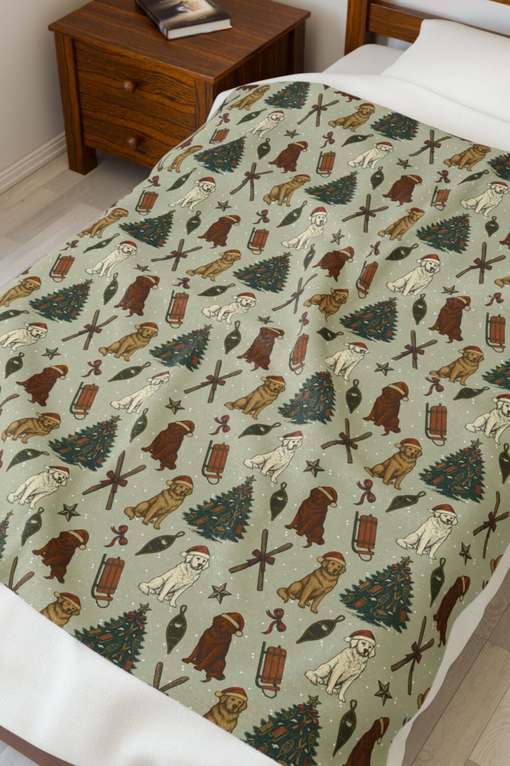 Home for the Snowdays Velveteen Plush Blanket - Golden Retriever Edition