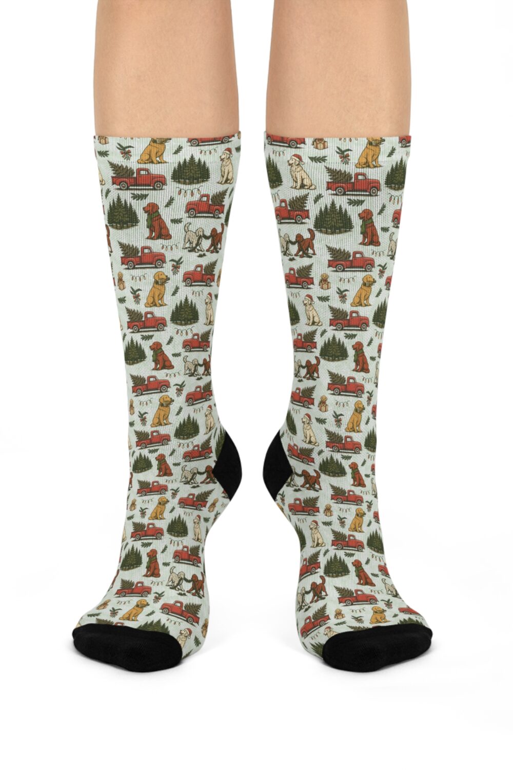 Holiday Tee Farm Crew Socks - Golden Retriever Edition