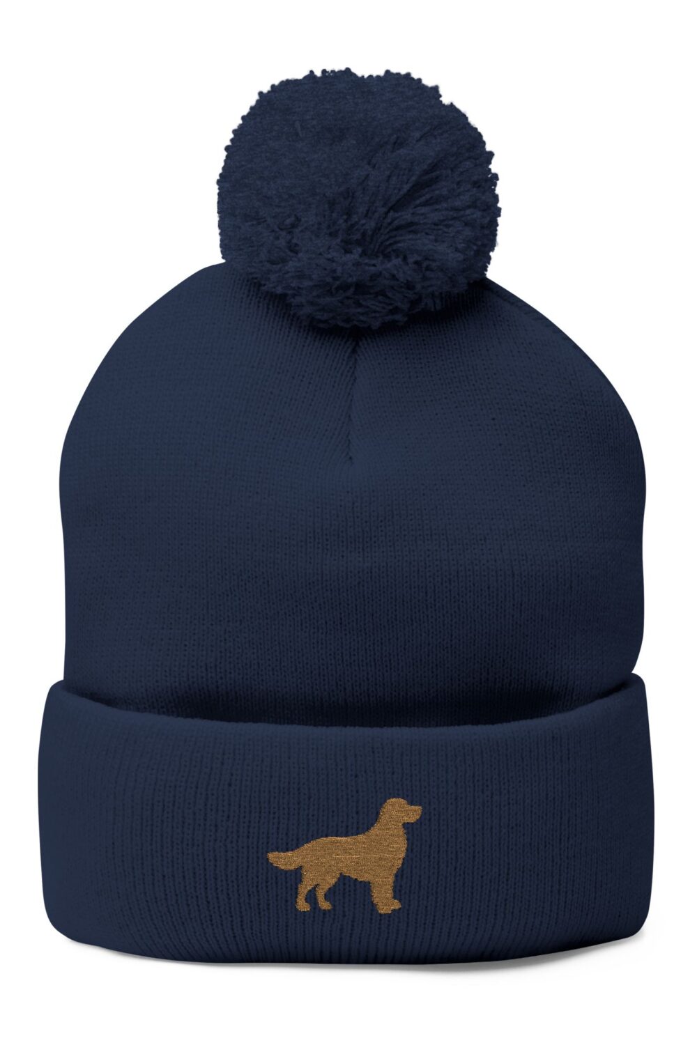 Golden Lover Embroidered Pom-Pom Knit Cap