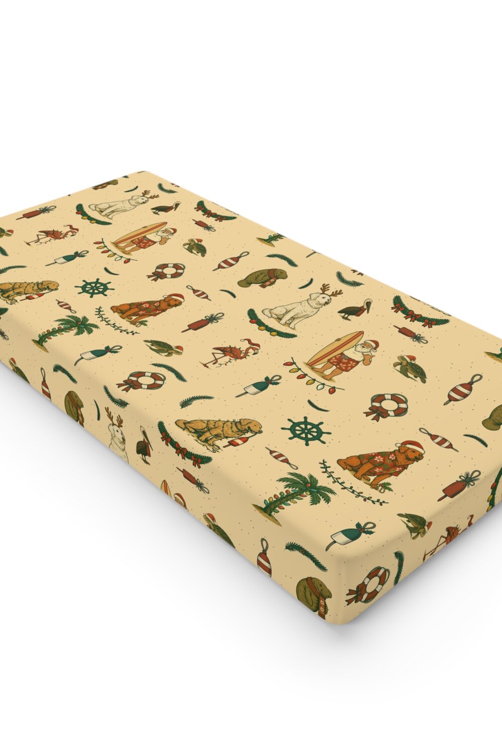 Florida Coastal Holidays Baby Changing Pad Cover - Golden Retriever Edition