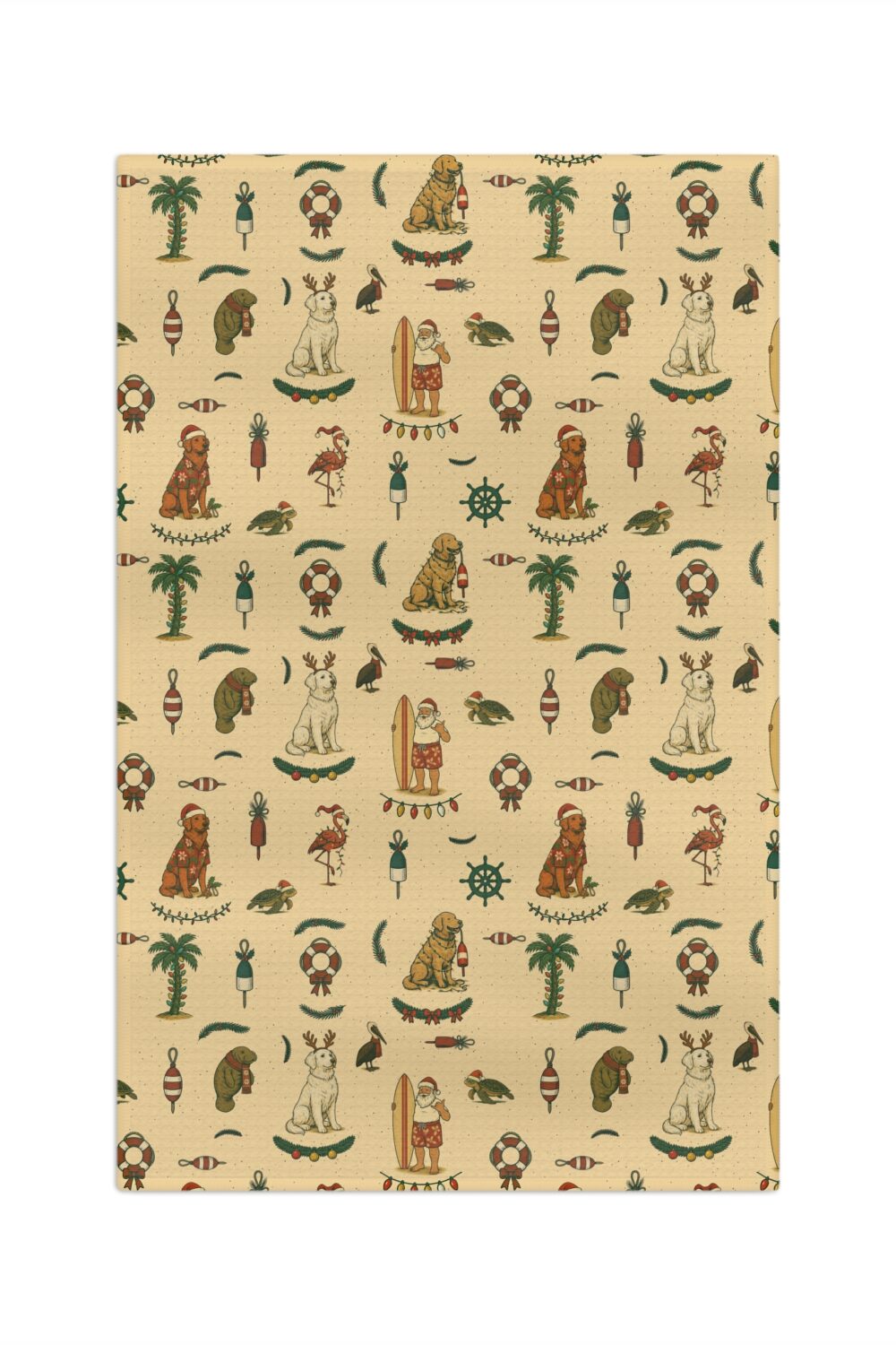 Florida Coastal Holidays Microfiber Tea Towel - Golden Retriever Edition