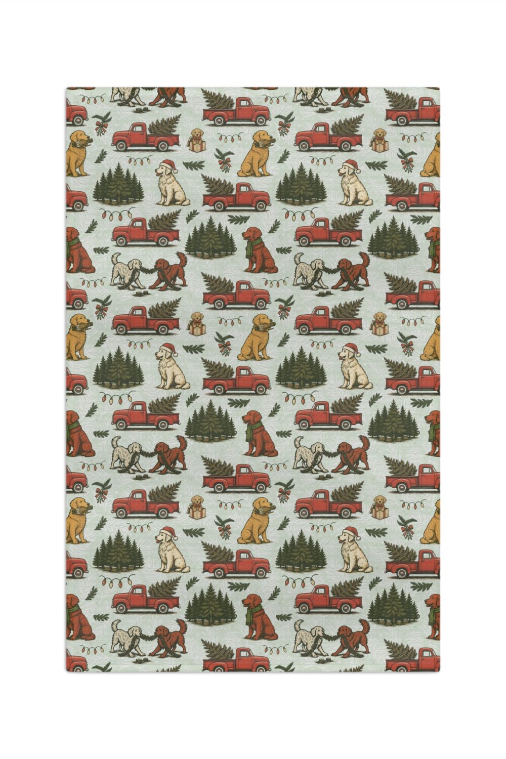 Holiday Tree Farm Microfiber Tea Towel - Golden Retriever Edition