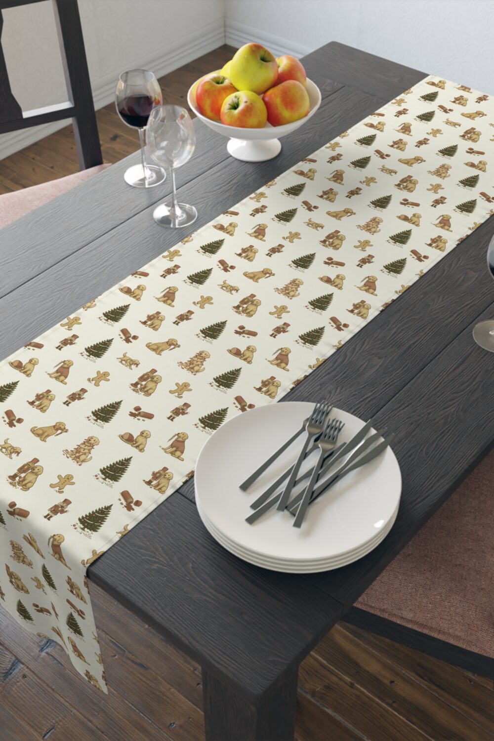 Naughty Puppy Table Runner - Golden Retriever Edition