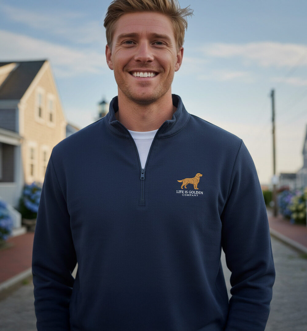 Golden Embroidered Unisex Stretch Quarter-Zip Pullover