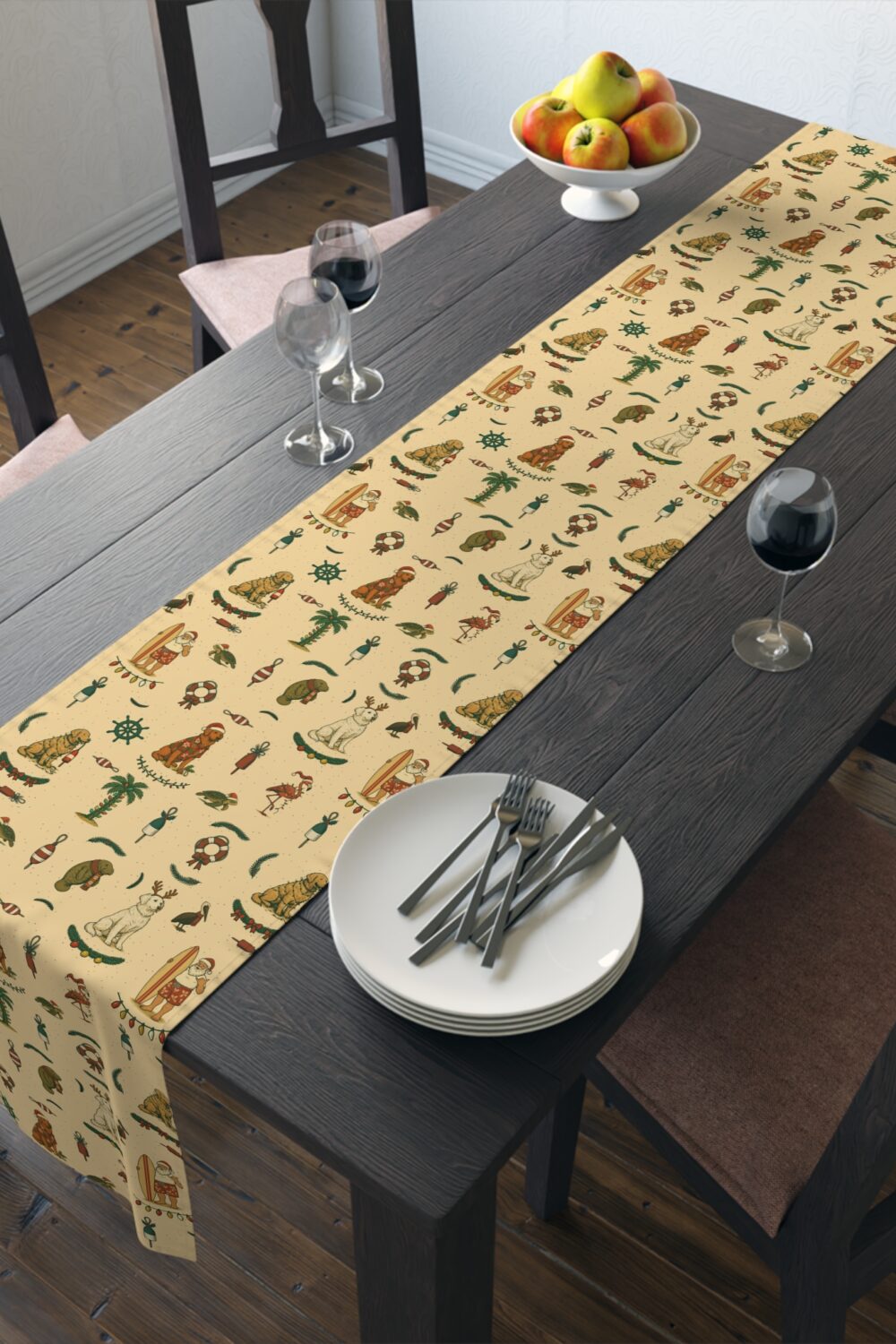 Florida Coastal Holidays Table Runner - Golden Retriever Edition
