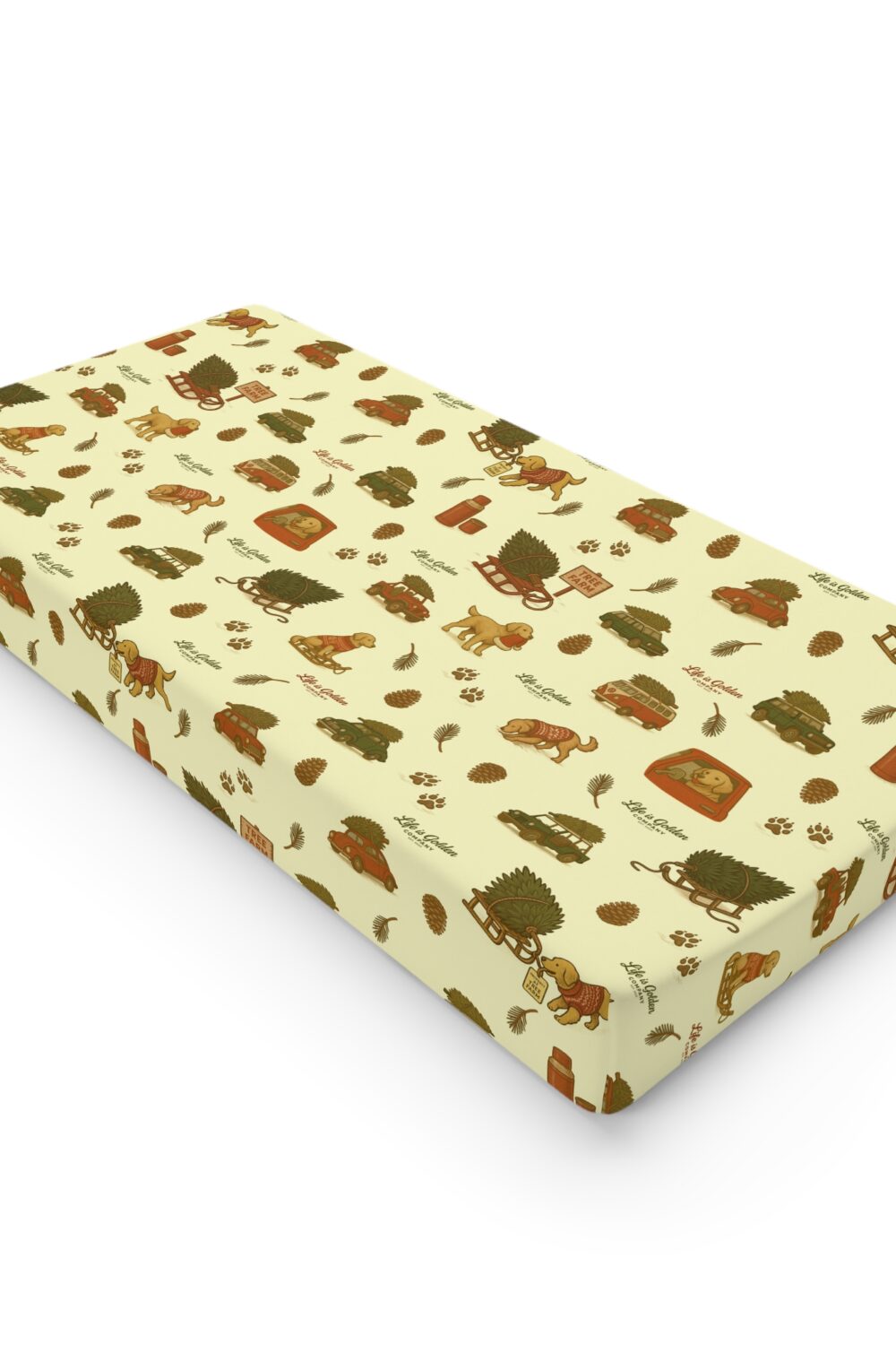 Holiday Shopping Companion Baby Changing Pad Cover - Golden Retriever Edition