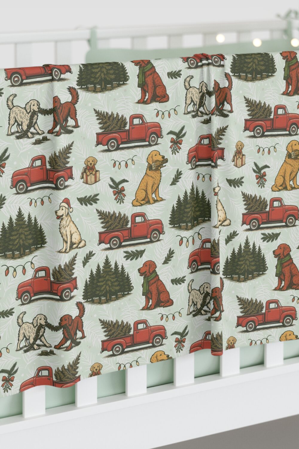 Holiday Tree Farm Baby Swaddle Blanket  - Golden Retriever Edition