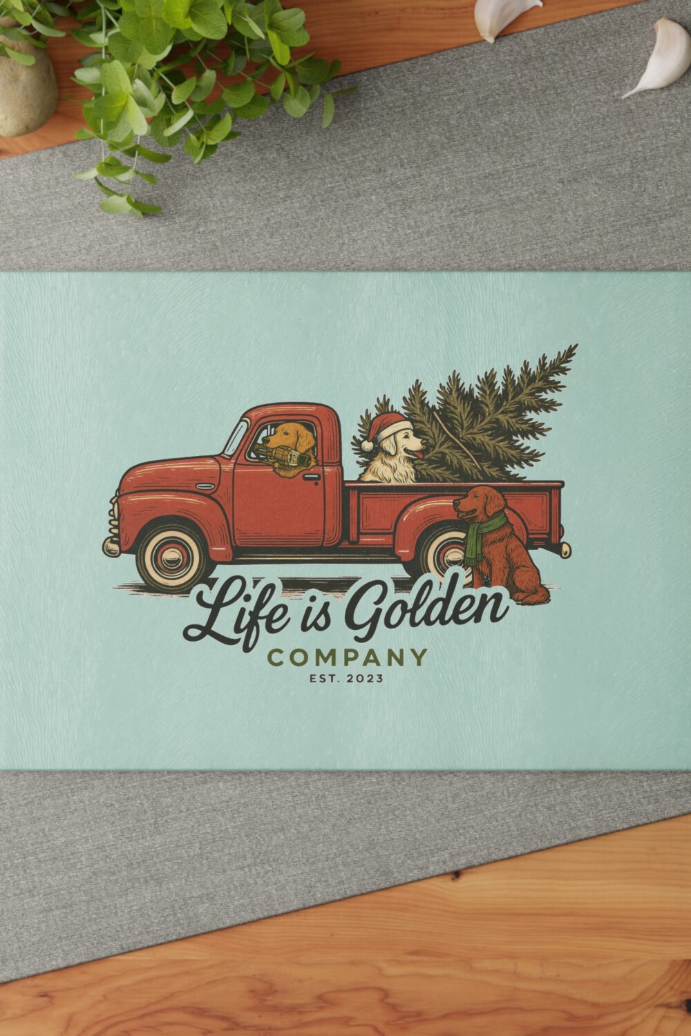 Christmas Convoy Glass Cutting Board