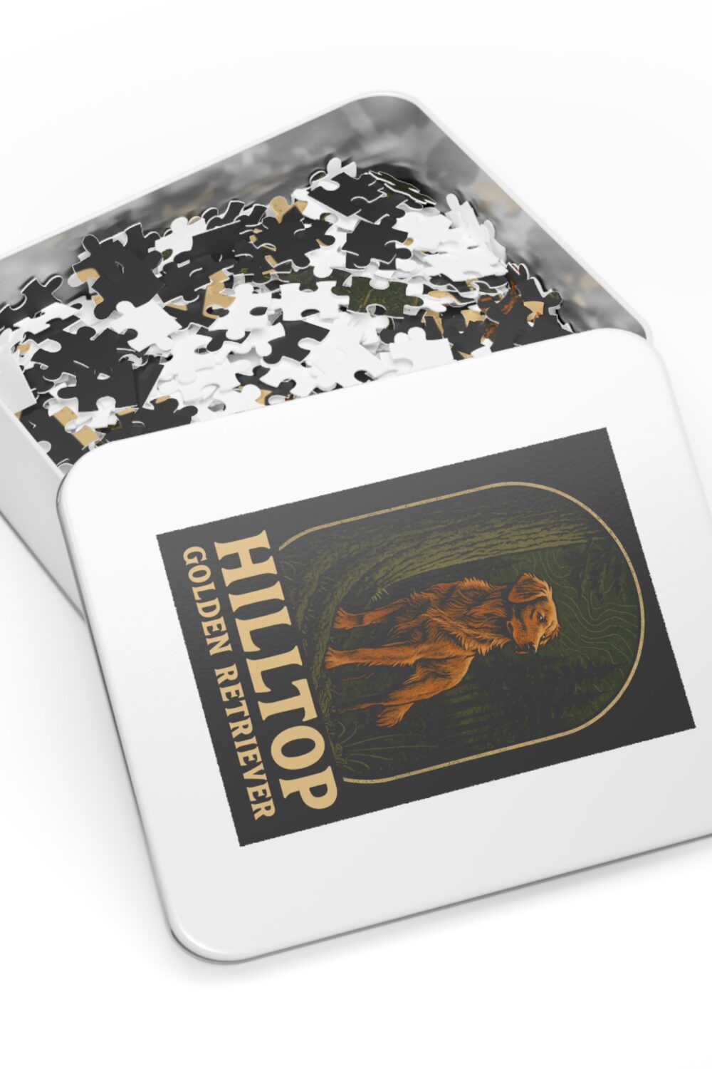 Hilltop Golden Retriever 1000 piece Jigsaw Puzzle with Tin