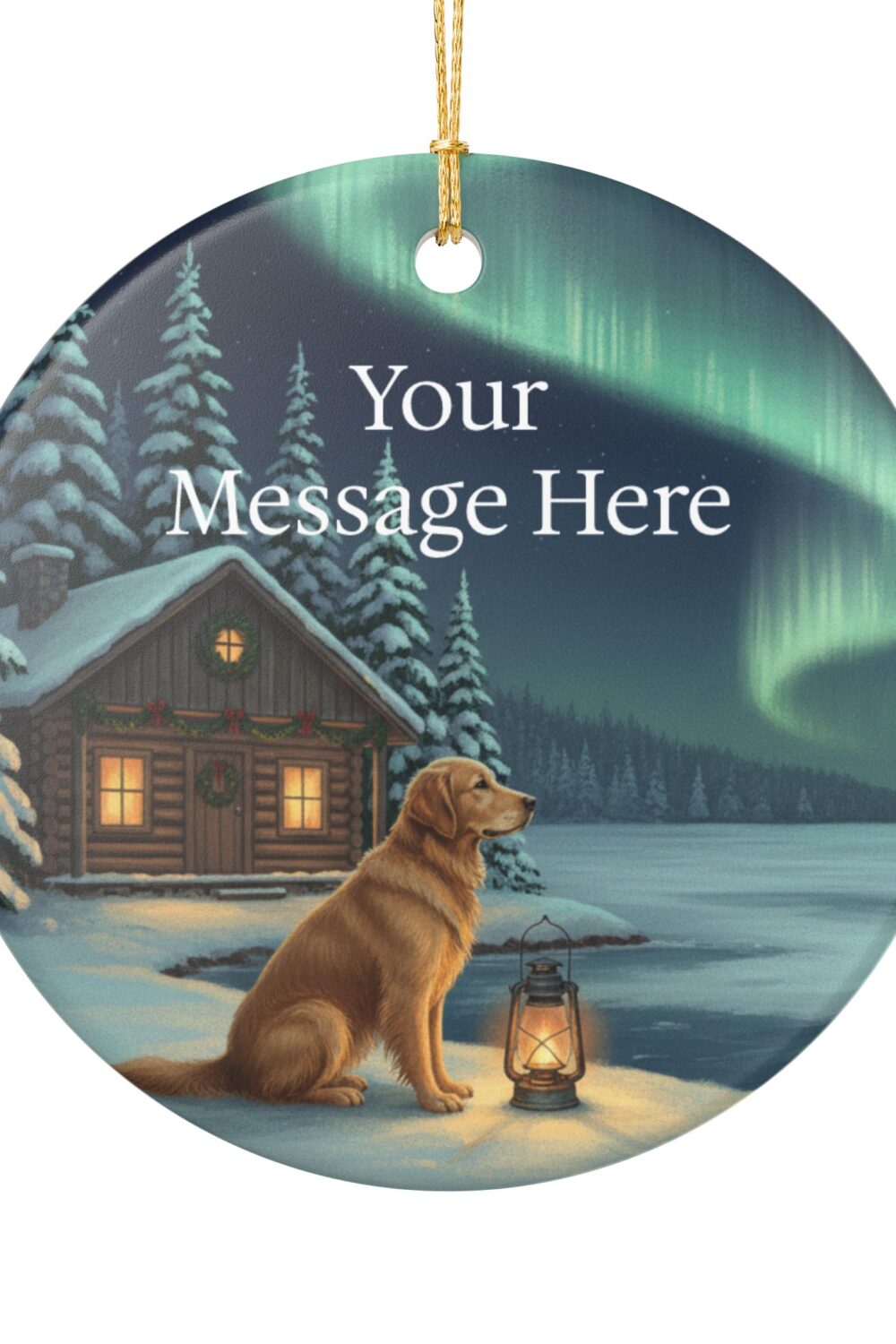 Golden Lights Personalized Ceramic Ornament