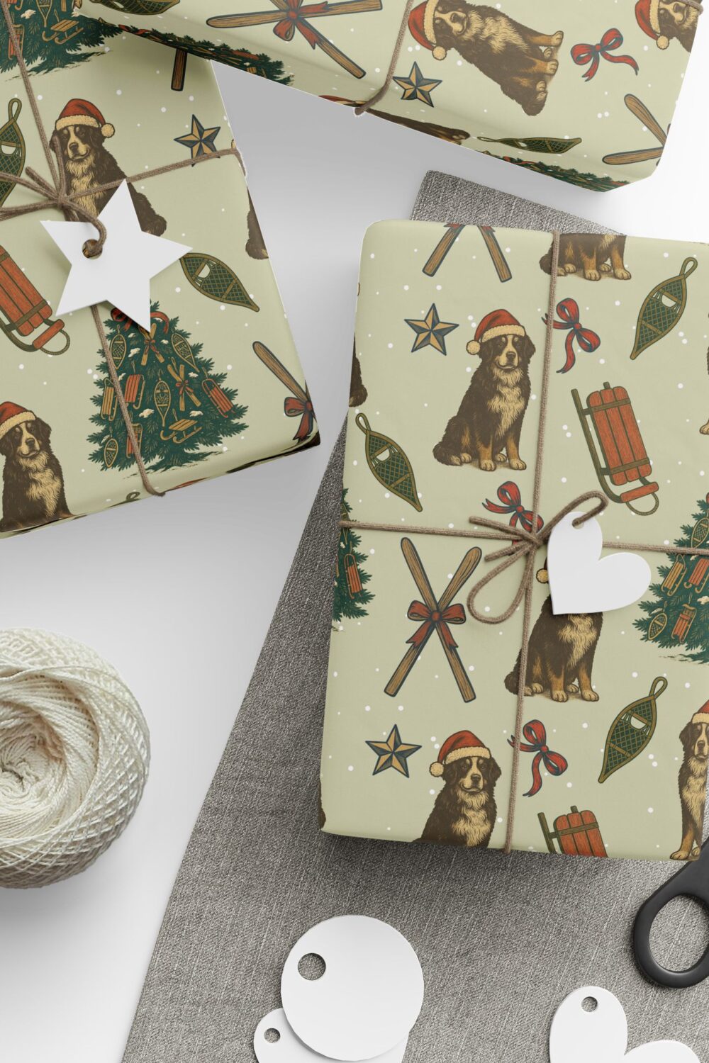 Home for the Snowdays Gift Wrap Paper - Bernese Mountain Dog Edition
