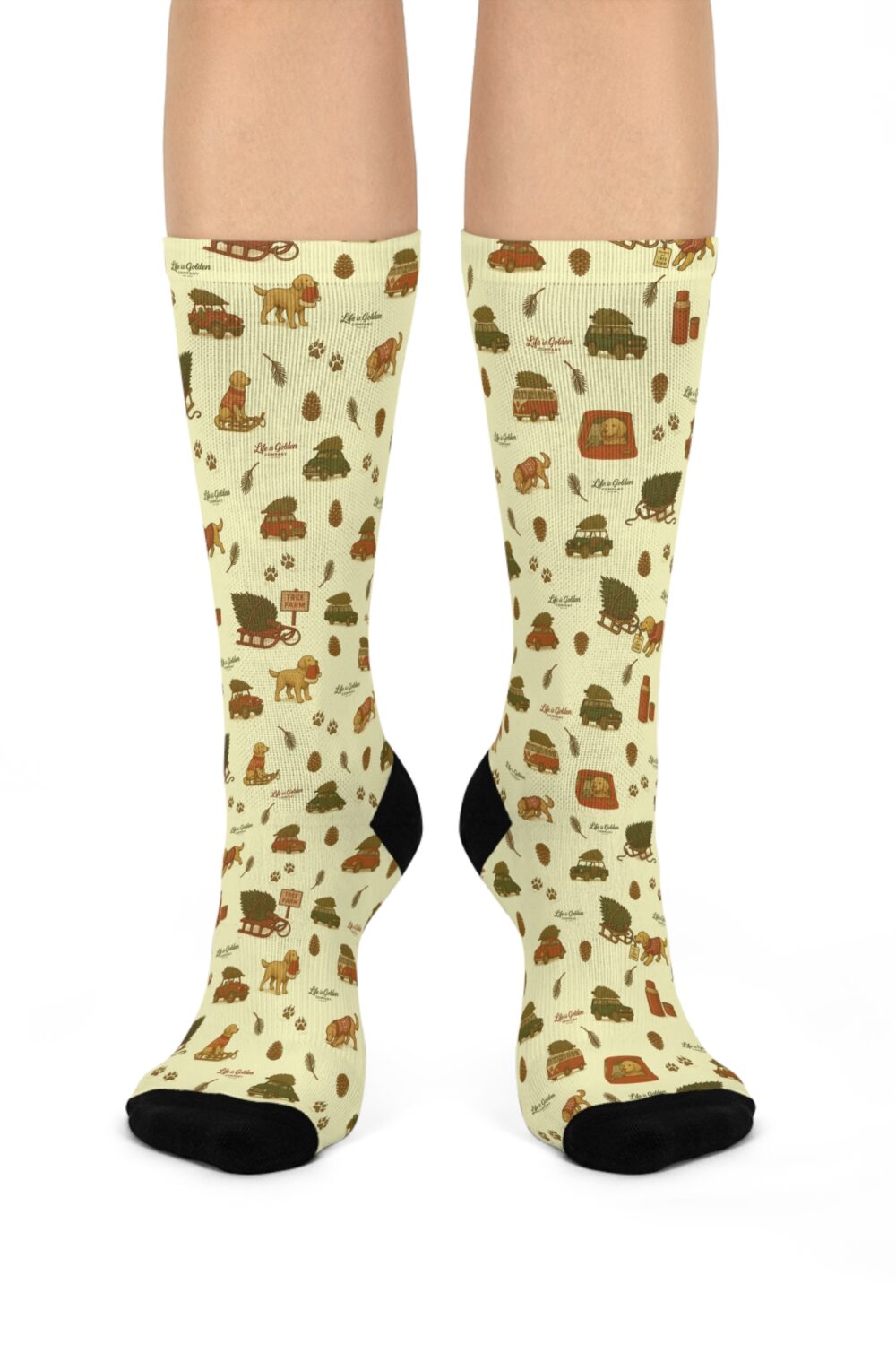 Holiday Shopping Companion Crew Socks - Golden Retriever Edition