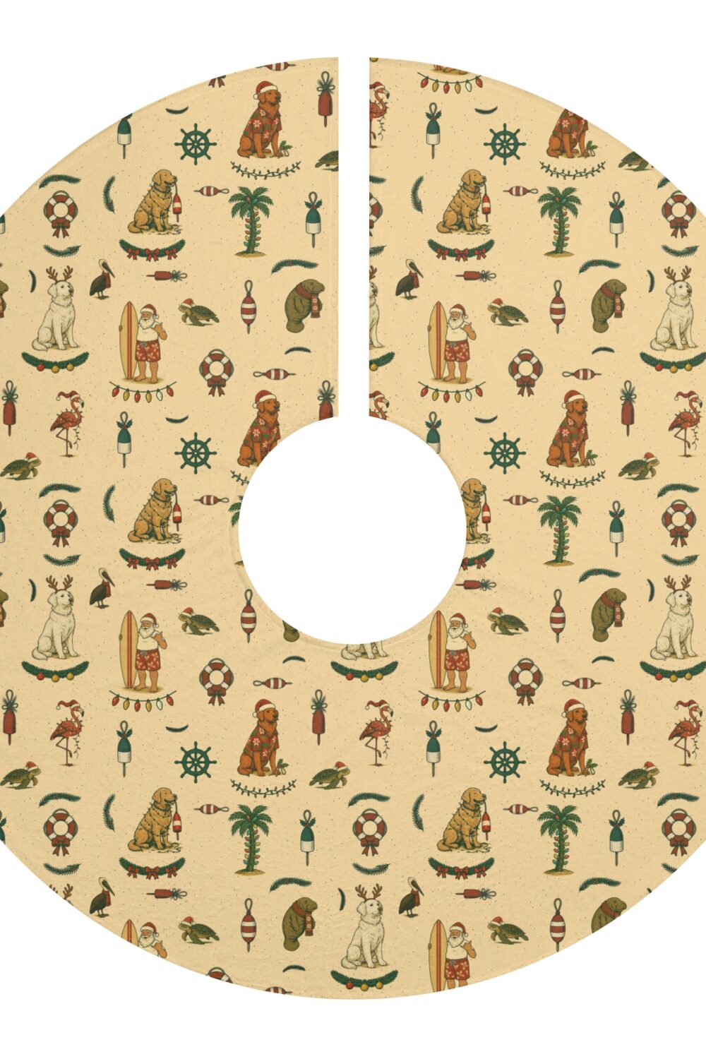 Florida Coastal Holidays Tree Skirts - Golden Retriever Edition