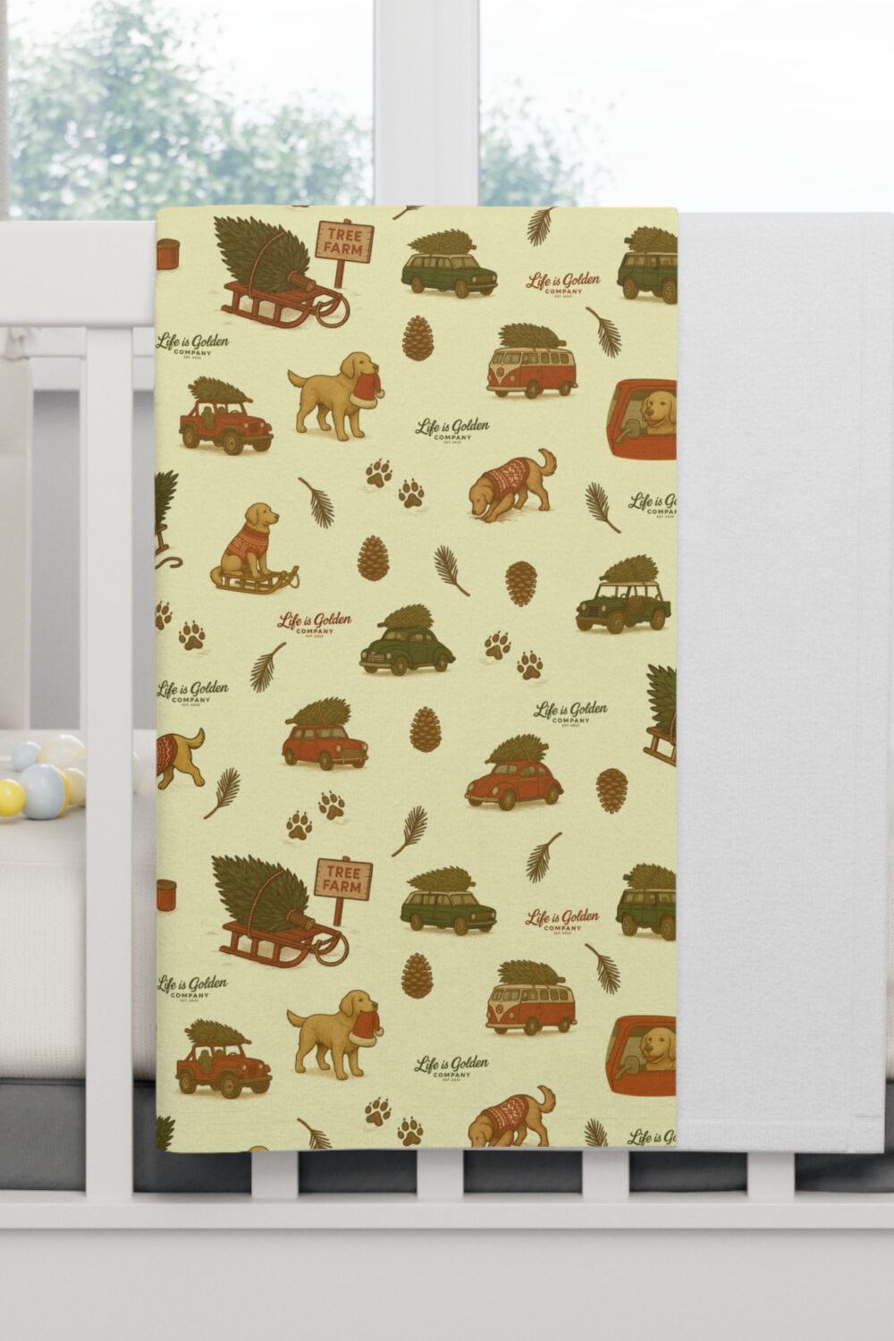 Holiday Shopping Companion Cozy Baby Blanket - Golden Retriever Edition