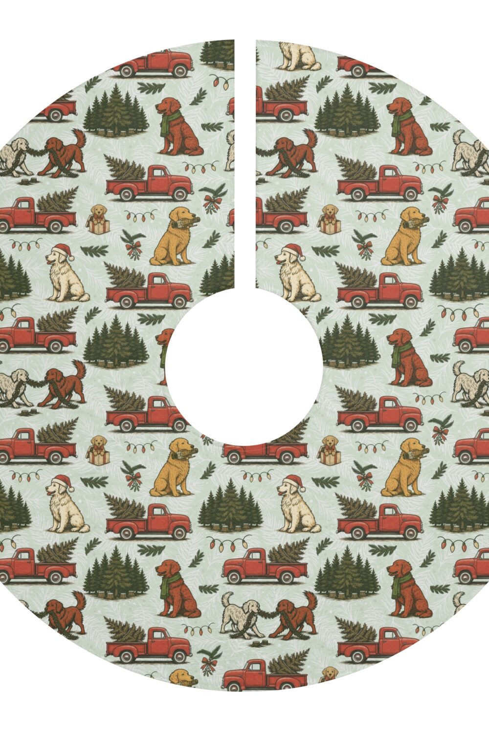 Holiday Tree Farm Tree Skirt - Golden Retriever Edition