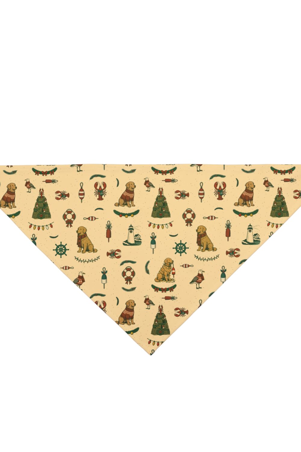 New England Coastal Christmas Dog Bandana - Golden Retriever Edition