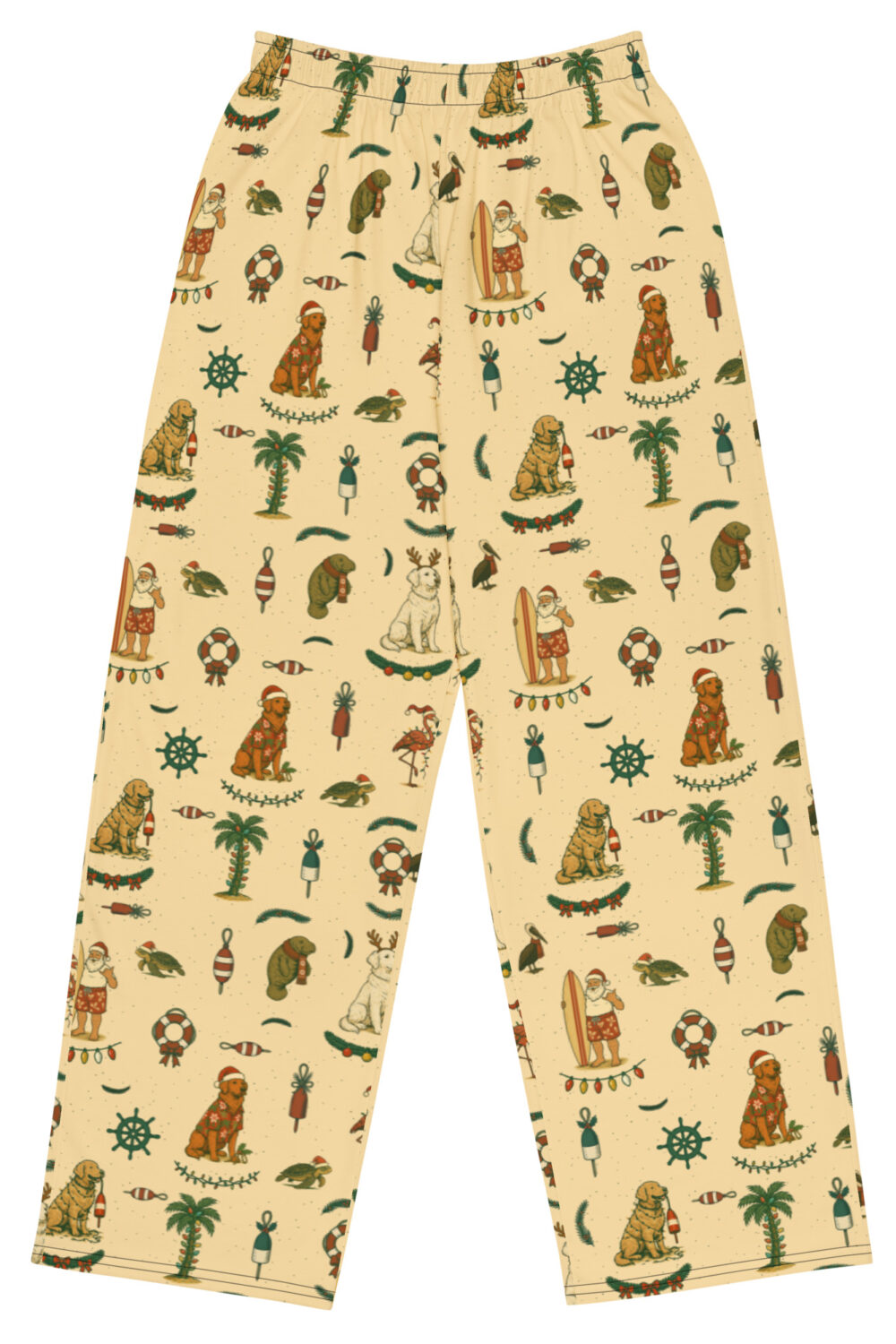 Florida Coastal Holidays Wide Leg Pajamas - Golden Retriever Edition