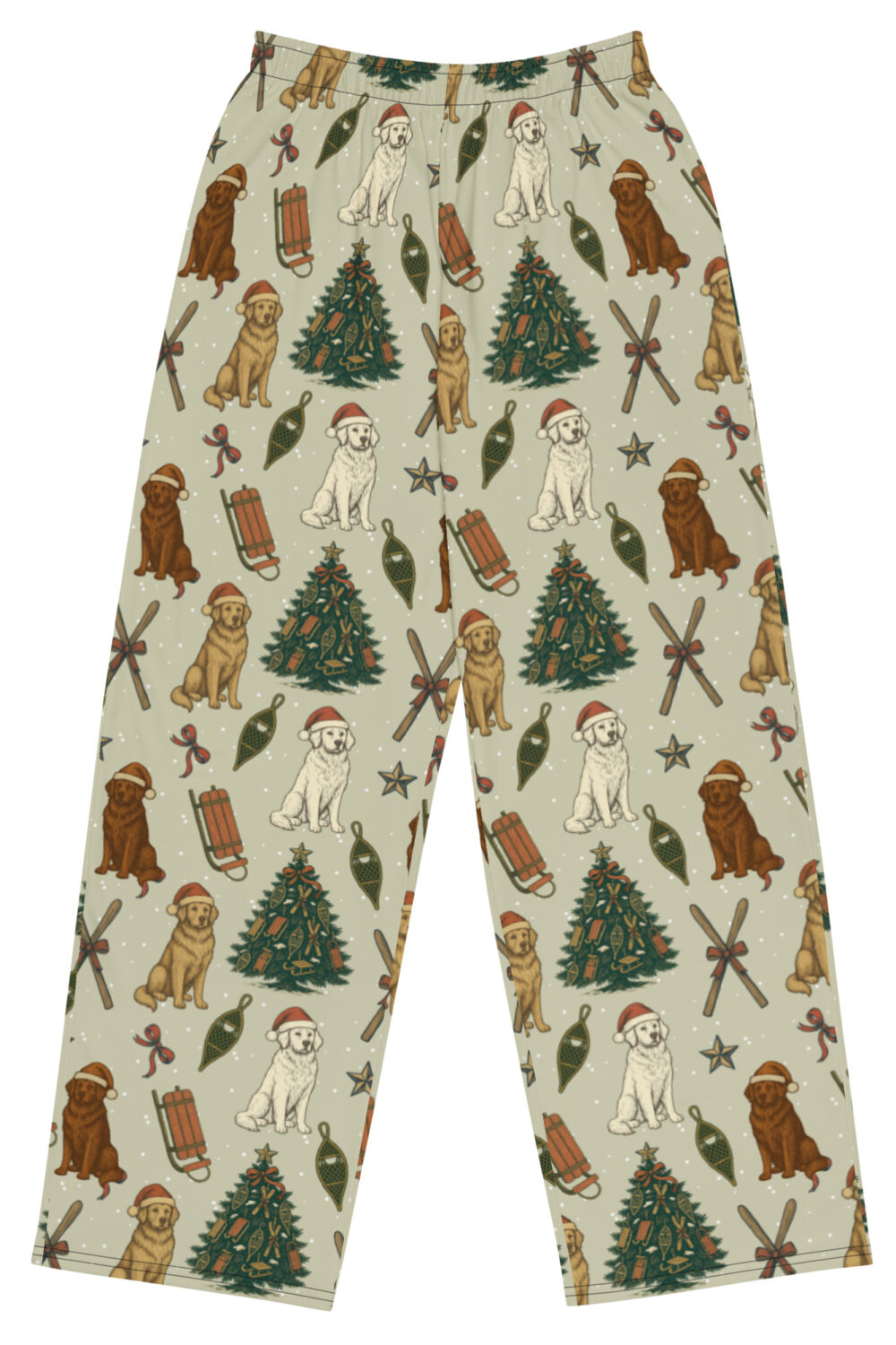 Home for the Snowdays unisex wide-leg pants - Golden Retriever Edition
