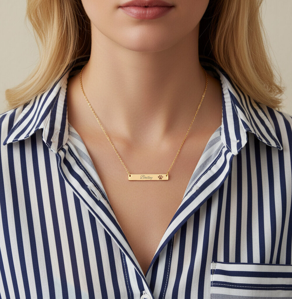 The Life Is Golden Bar Necklace - Free Personalized Engraving