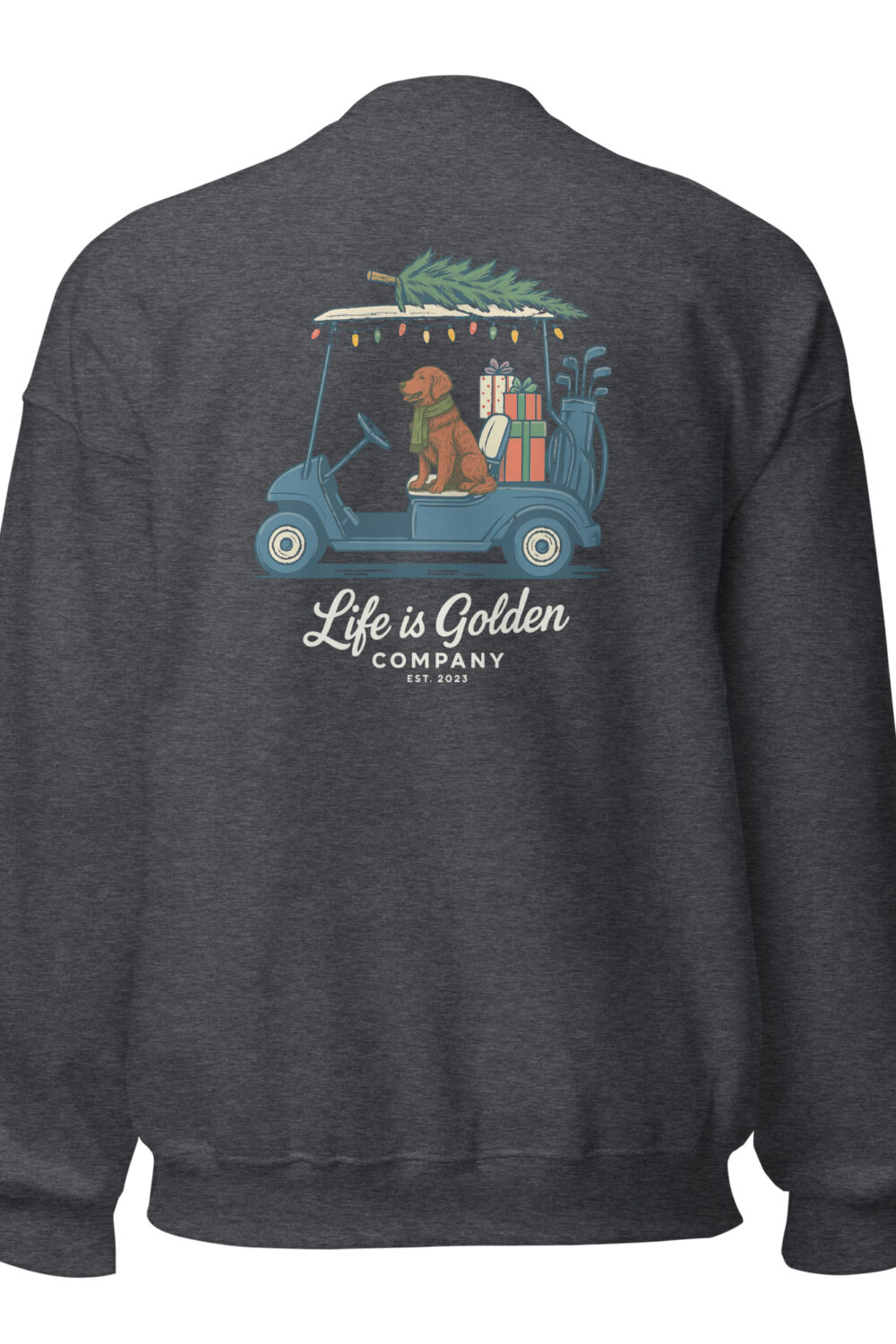 Holiday Rounds Unisex Crewneck Sweatshirt - Red Golden Retriever Edition