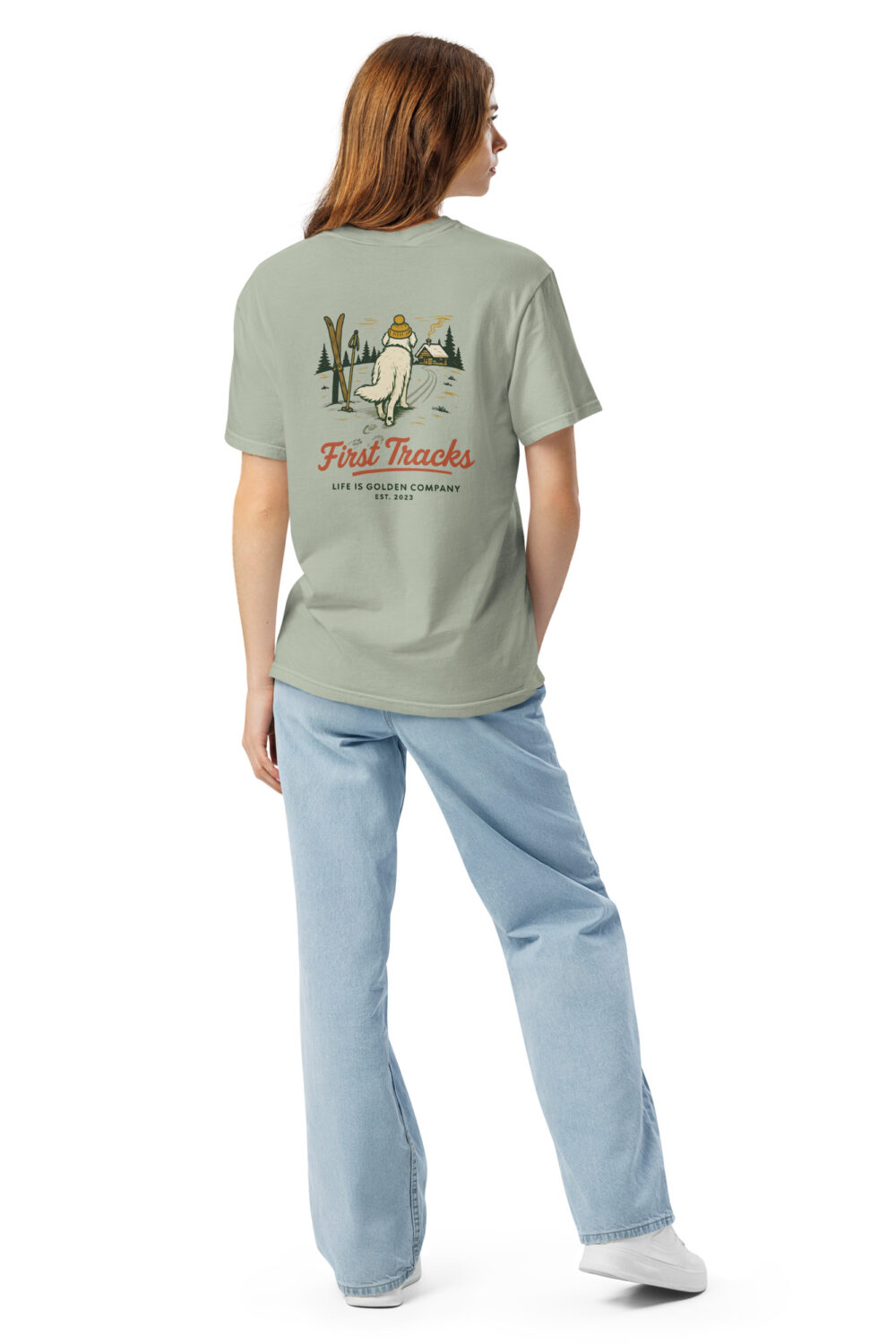 Unisex Heavyweight t-shirt - First Tracks (Cream Golden)