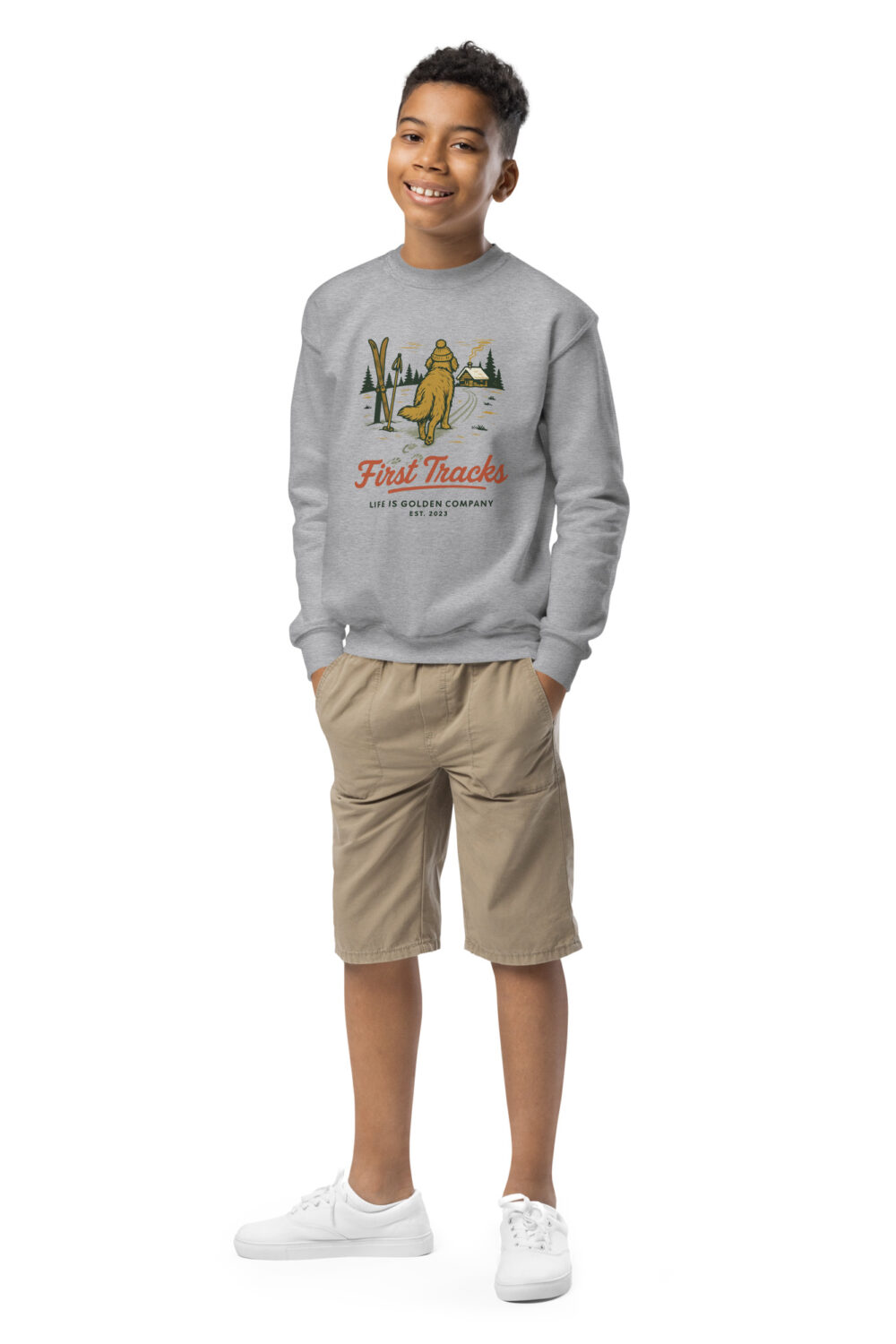 First Tracks - Golden Retriever Edition Youth crewneck sweatshirt