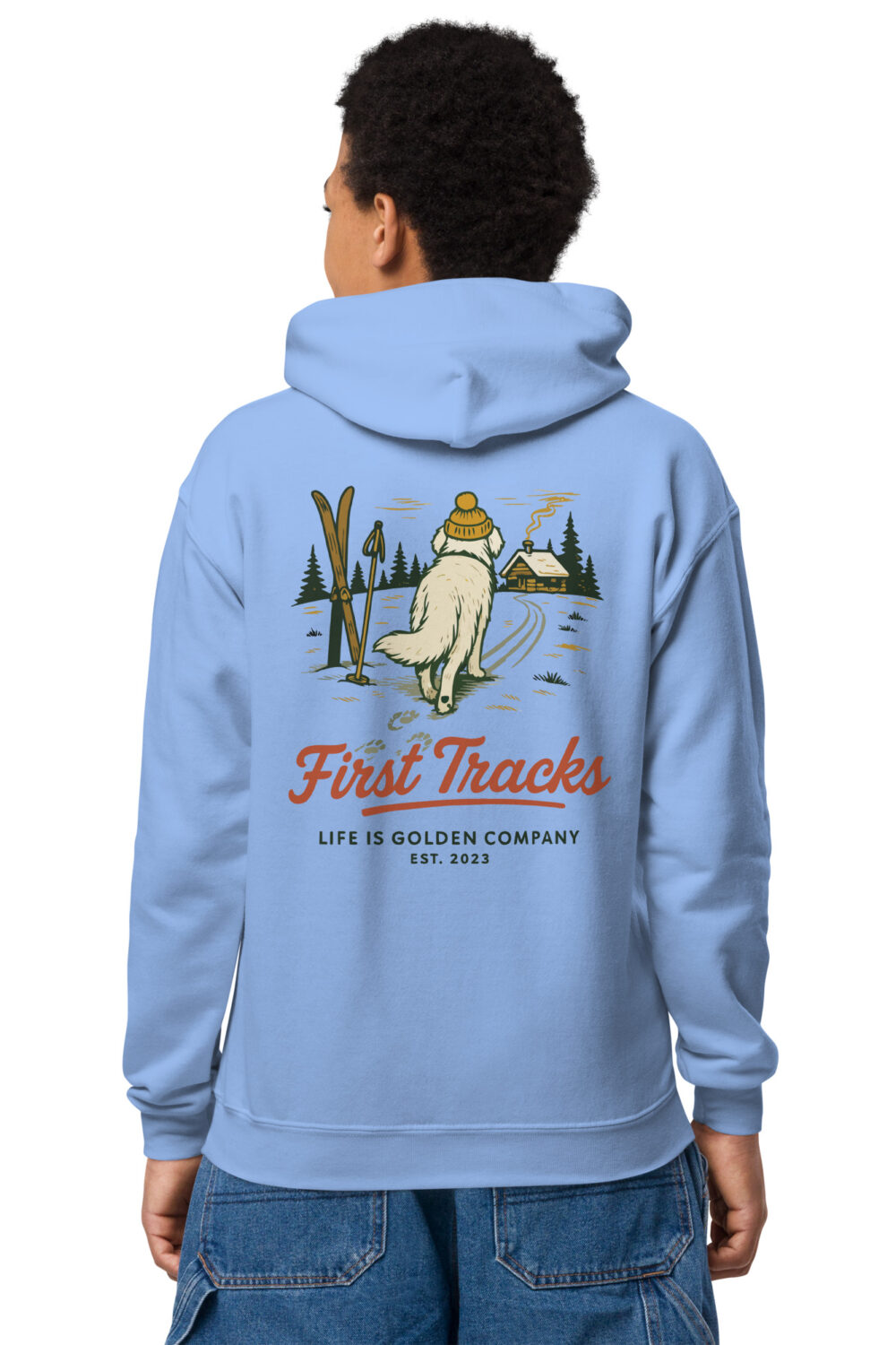 First Tracks - Cream Golden Retriever Edition Youth heavy blend hoodie