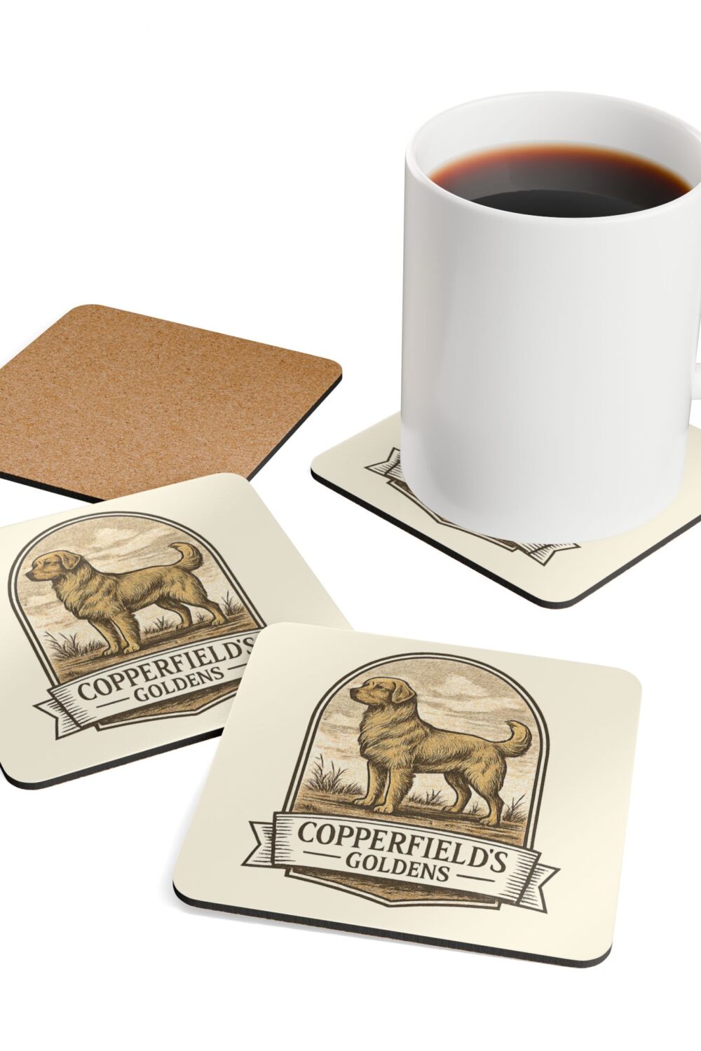 Copperfield's Goldens Corkwood Coaster Set