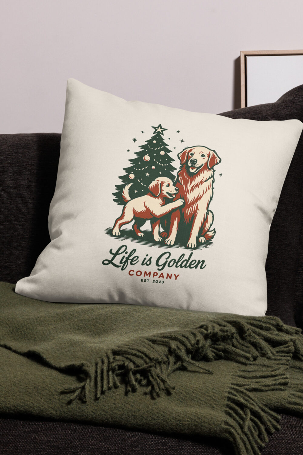 A Very Merry Little Golden Pillow