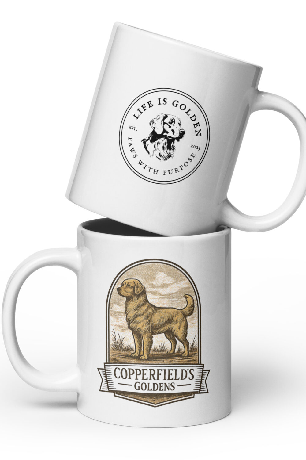 Copperfield's Goldens White glossy mug