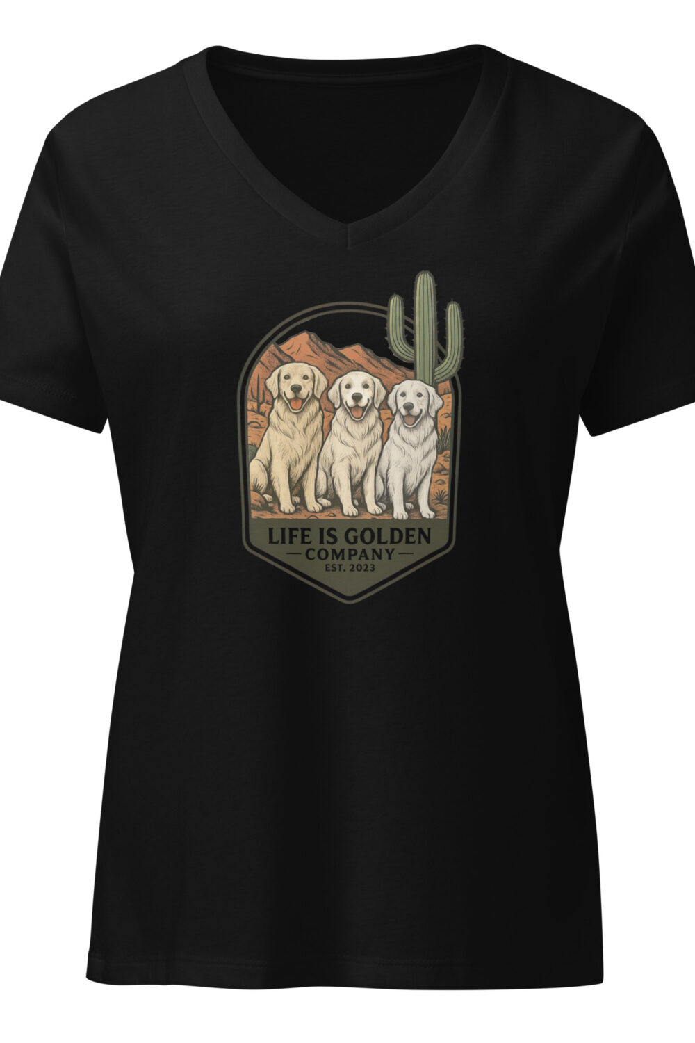 Desert Trails, Golden Tails Women’s relaxed v-neck tee