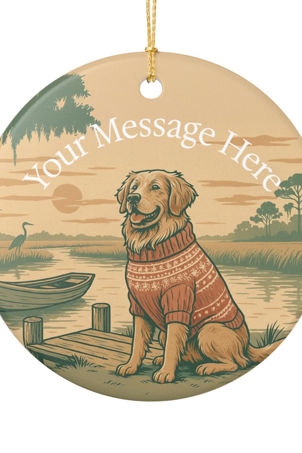 Sweater Weather by the Shore Personalized Ceramic Ornament