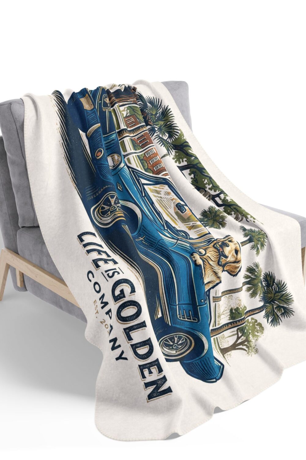 Electric Blue Cruise Cozy Fleece Sherpa Blanket