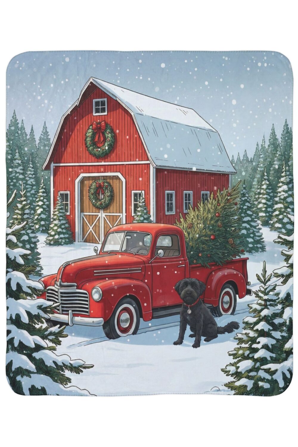 Bringing Home Christmas - black Schnoodle Edition Cozy Fleece Sherpa Blanket