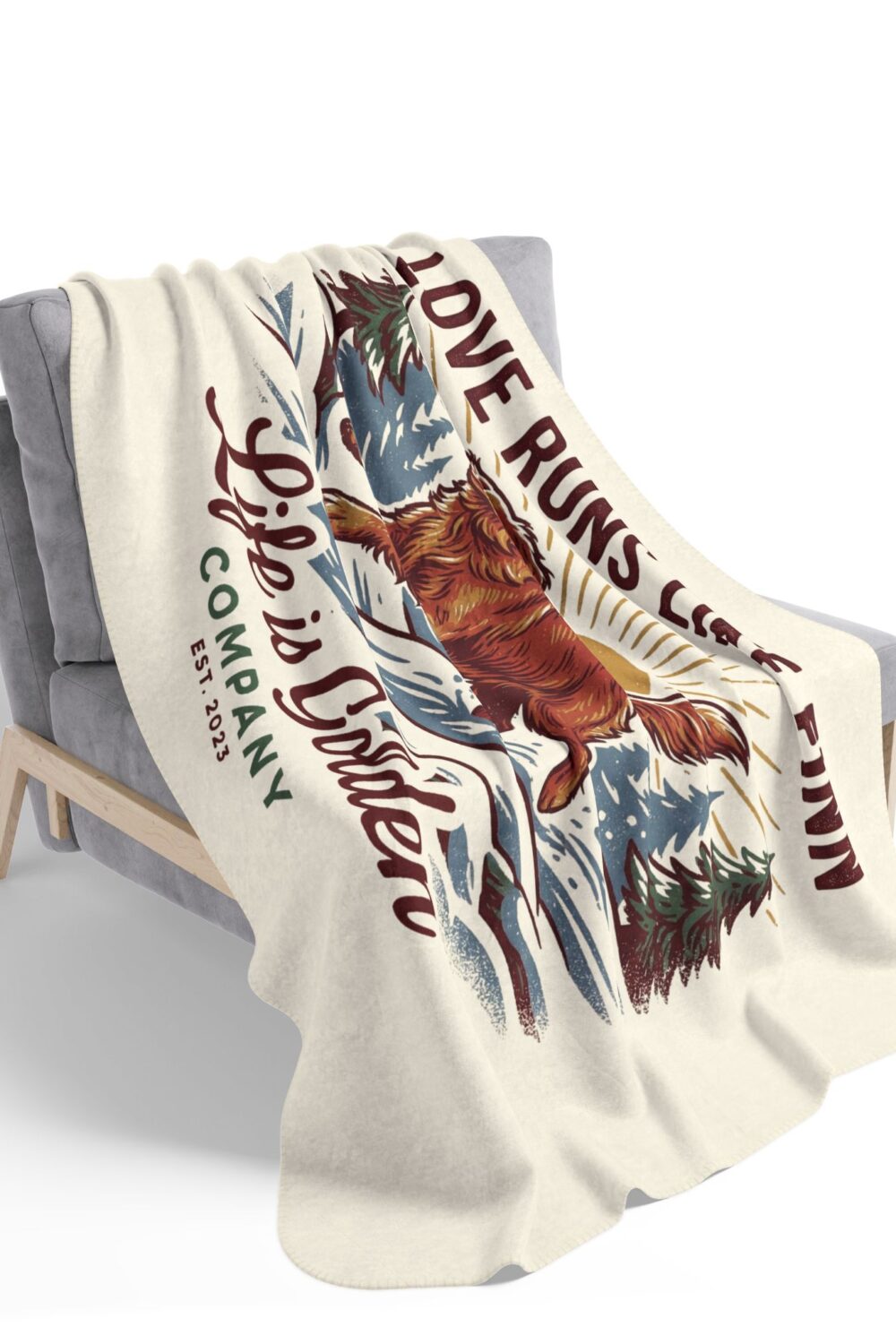 Love Runs Like Finn Cozy Fleece Sherpa Blanket