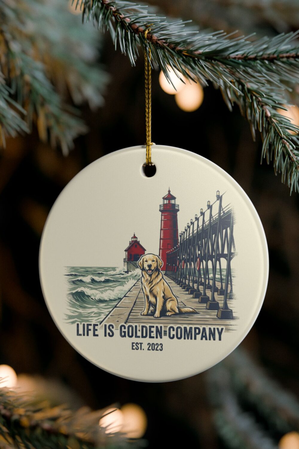 Pier Pup Ceramic Ornament