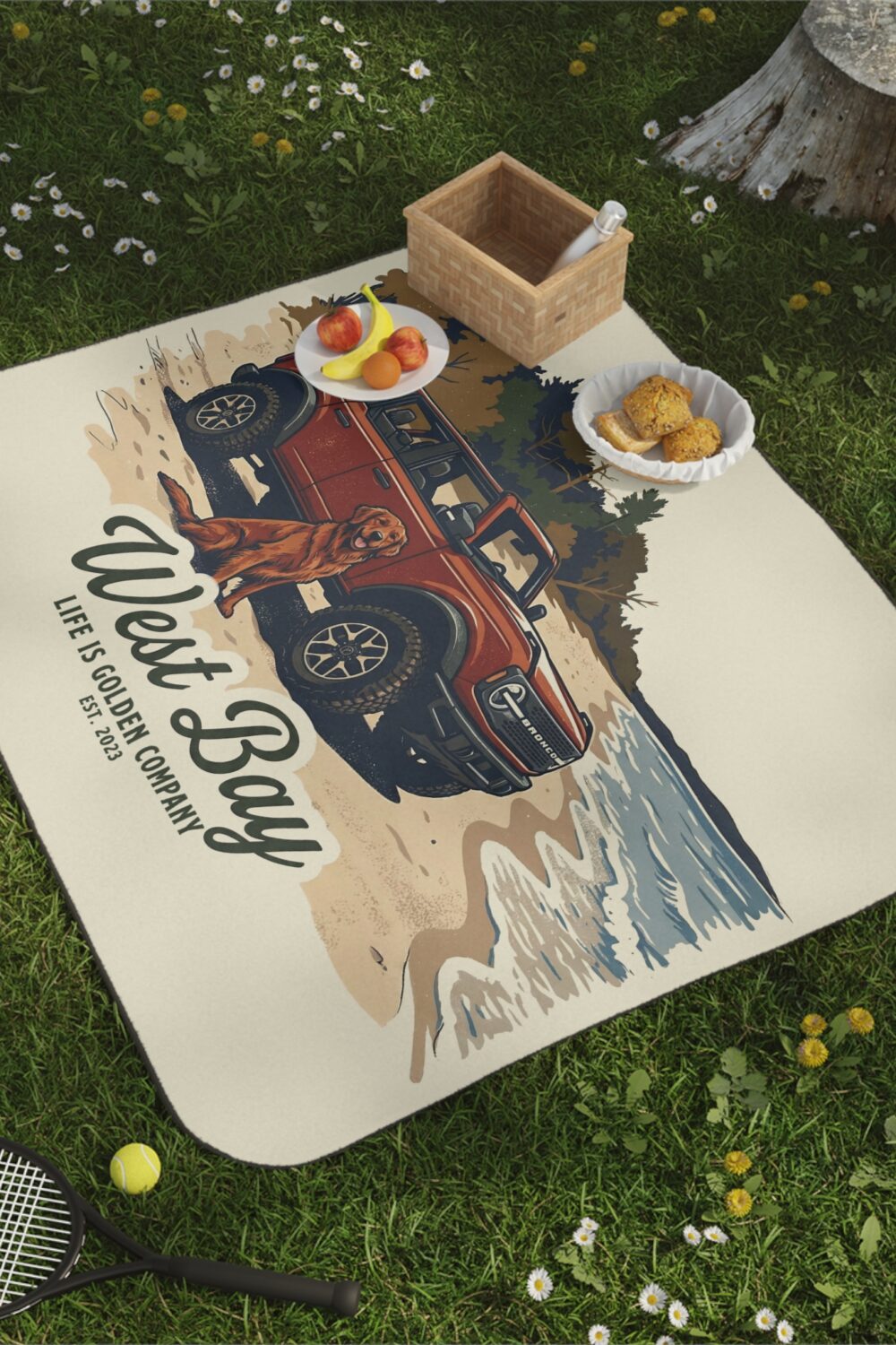 West Bay Picnic Blanket with Water Resistant Backing