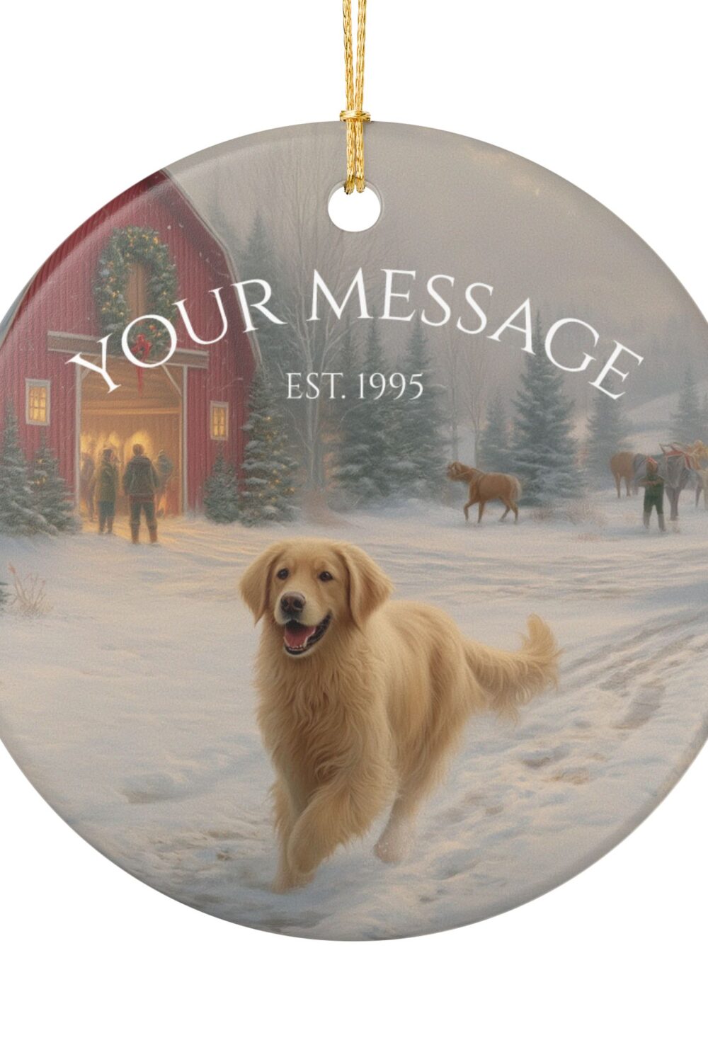 Christmas on the Farm Personalized Ceramic Ornament