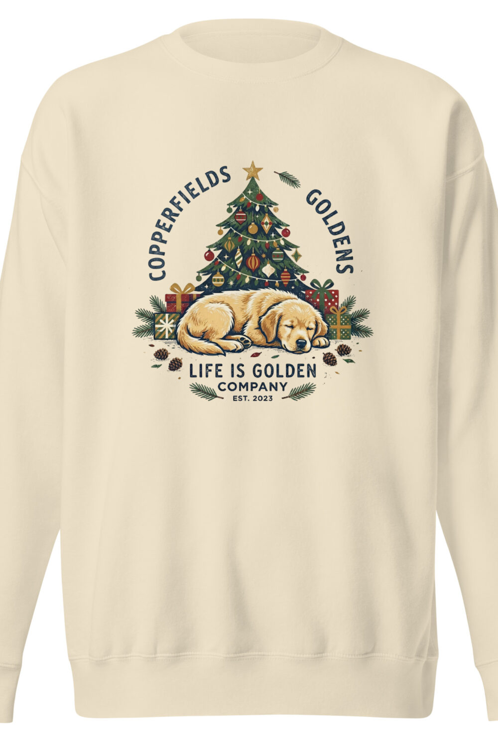 Copperfield's Sleepy Christmas Pup Unisex Crew Neck