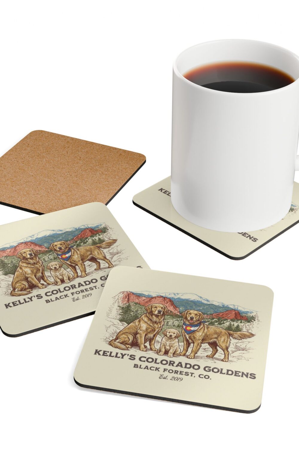 Kelly's CO Goldens Corkwood Coaster Set