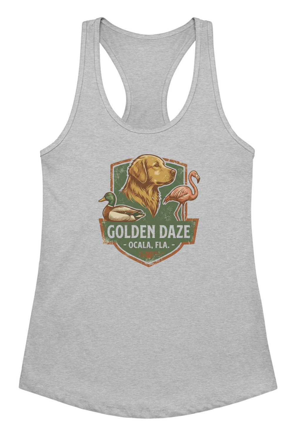 Golden Daze Emblem III Women’s fitted racerback tank top