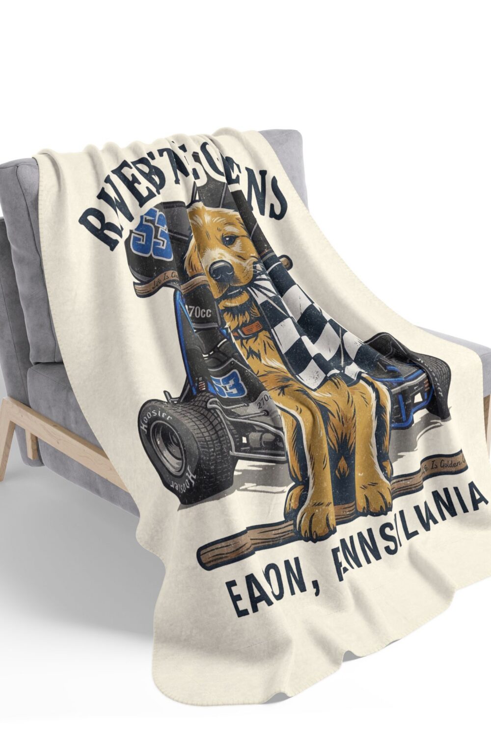 Riverstone Goldens Racing Cozy Fleece Sherpa Blanket