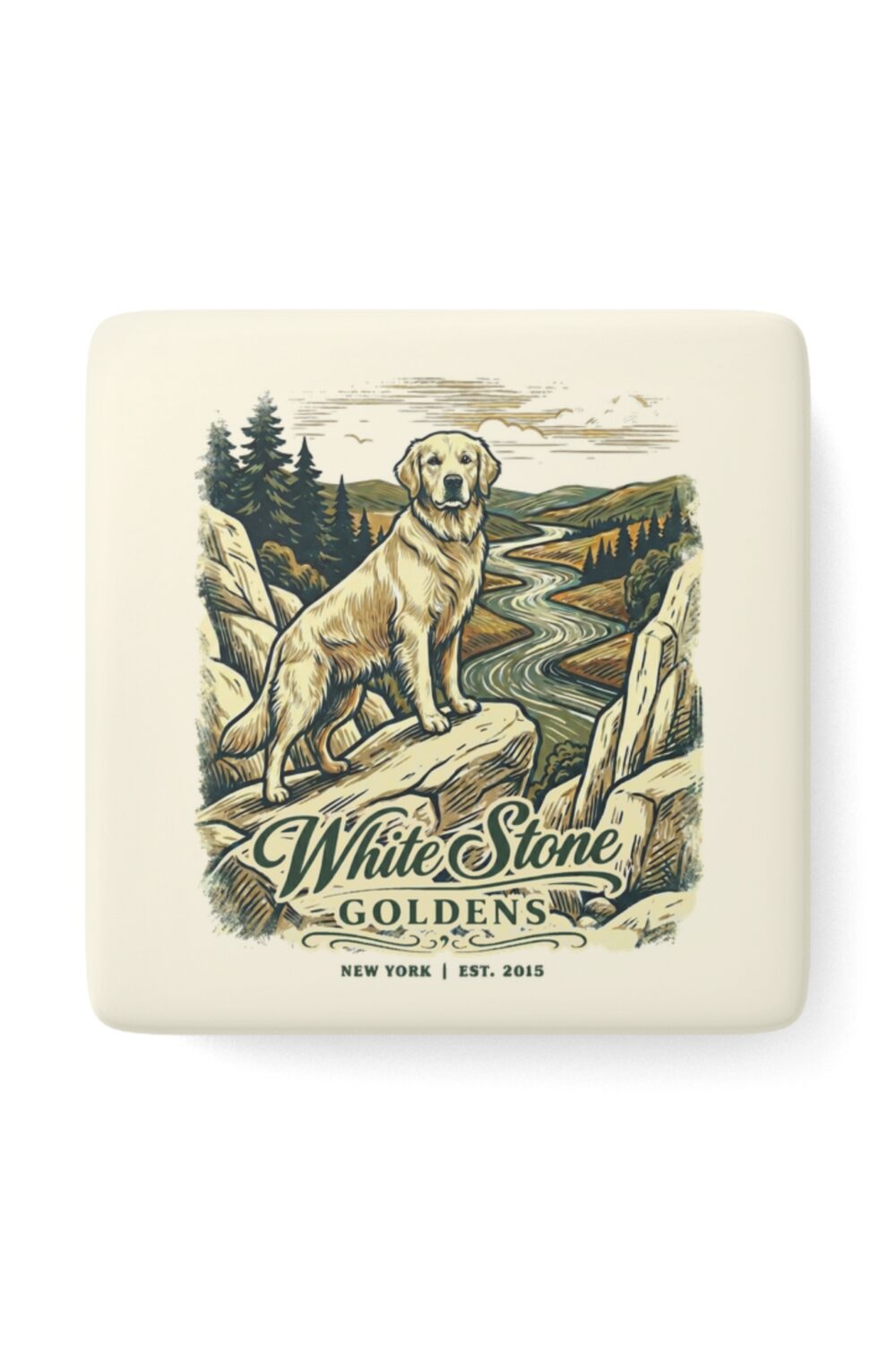 White Stone Goldens Ceramic Magnet