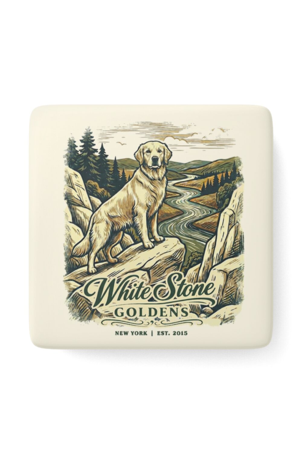 White Stone Goldens Ceramic Magnet