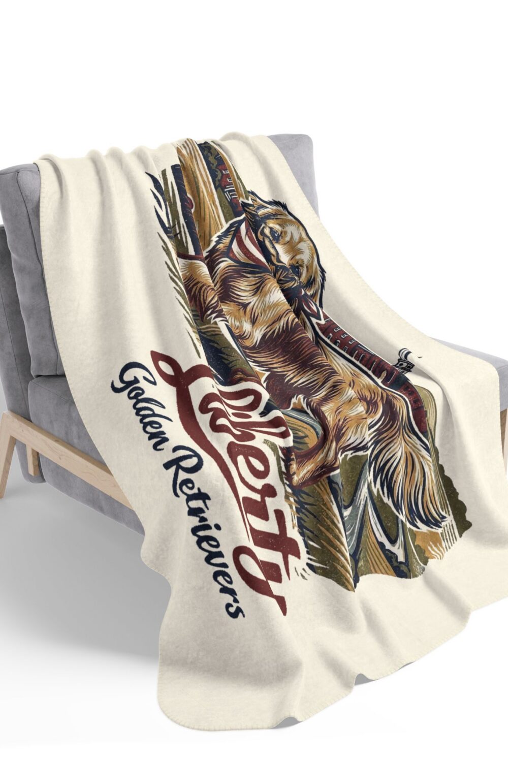 Liberty Golden Retrievers Cozy Fleece Sherpa Blanket